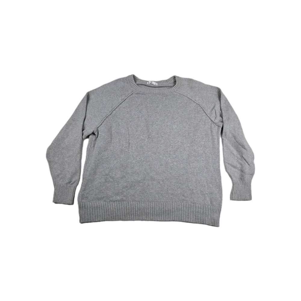Retrology Womens 3X Gray 100% Cotton Raglan Long Sleeve Crew Neck Sweater